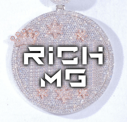 CUSTOM LETTER NECKLACE 3D BIG CROWN DISC