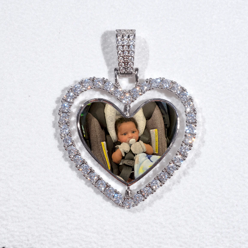 3D Spinning 2-Faced Heart Custom Picture Pendant