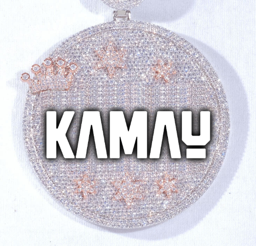 CUSTOM LETTER NECKLACE 3D BIG CROWN DISC