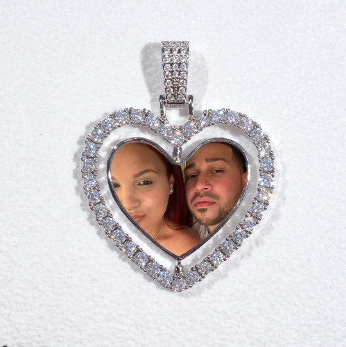 3D Spinning 2-Faced Heart Custom Picture Pendant