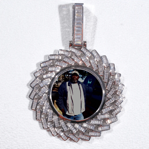 Large 3D Baguette Custom Picture Pendant
