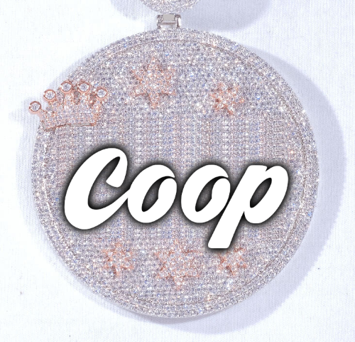 CUSTOM LETTER NECKLACE 3D BIG CROWN DISC