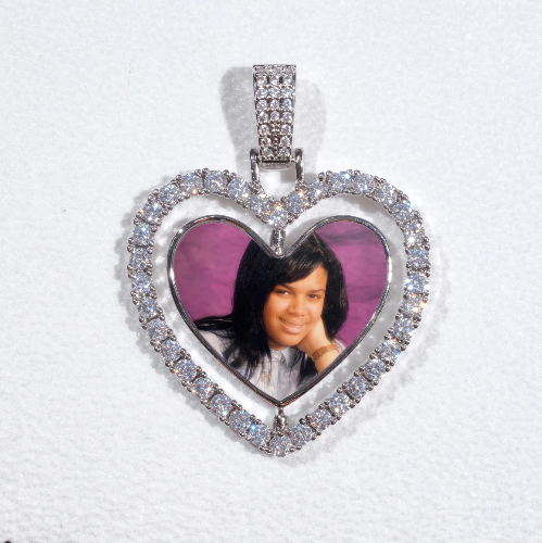 3D Spinning 2-Faced Heart Custom Picture Pendant
