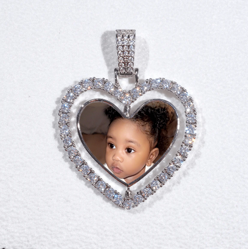 3D Spinning 2-Faced Heart Custom Picture Pendant