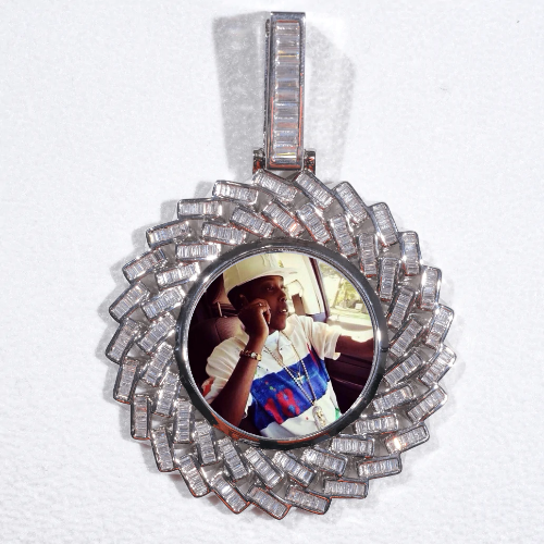Large 3D Baguette Custom Picture Pendant