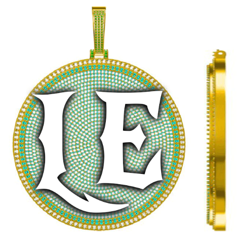 CUSTOM LETTER NECKLACE 3D BIG DISC