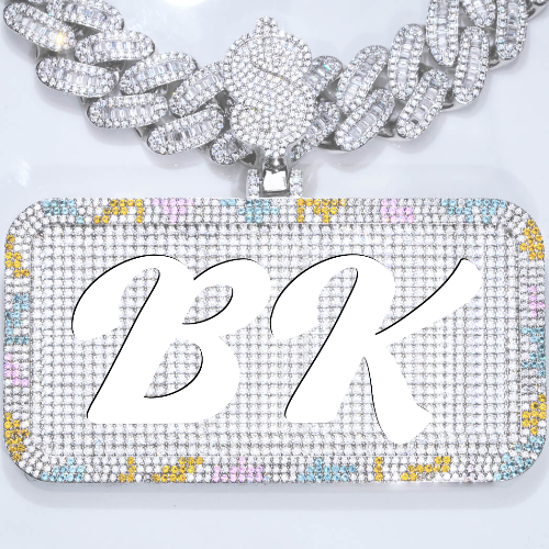 CUSTOM LETTER NECKLACE 3D COLORFUL SQUARE
