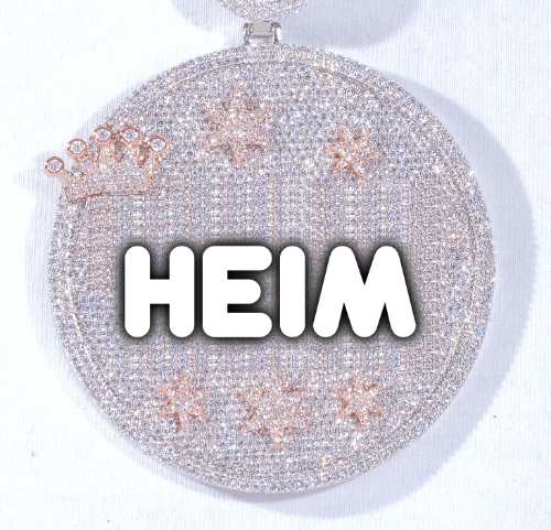 CUSTOM LETTER NECKLACE 3D BIG CROWN DISC