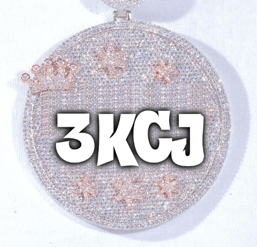 CUSTOM LETTER NECKLACE 3D BIG CROWN DISC
