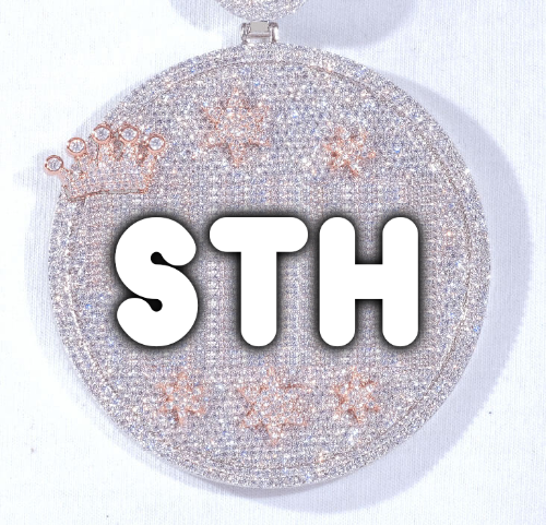 CUSTOM LETTER NECKLACE 3D BIG CROWN DISC