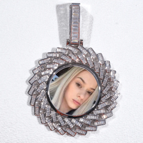 Large 3D Baguette Custom Picture Pendant