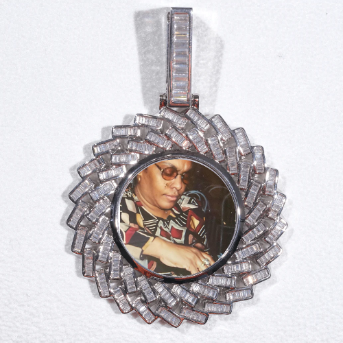 Large 3D Baguette Custom Picture Pendant