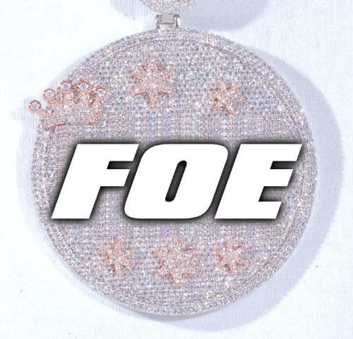 CUSTOM LETTER NECKLACE 3D BIG CROWN DISC