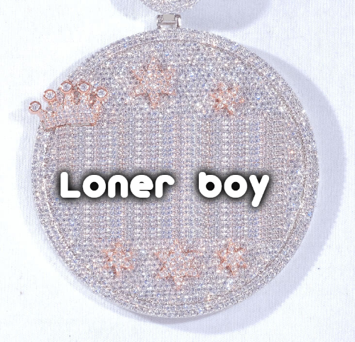 CUSTOM LETTER NECKLACE 3D BIG CROWN DISC