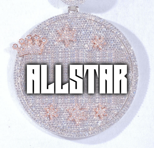 CUSTOM LETTER NECKLACE 3D BIG CROWN DISC