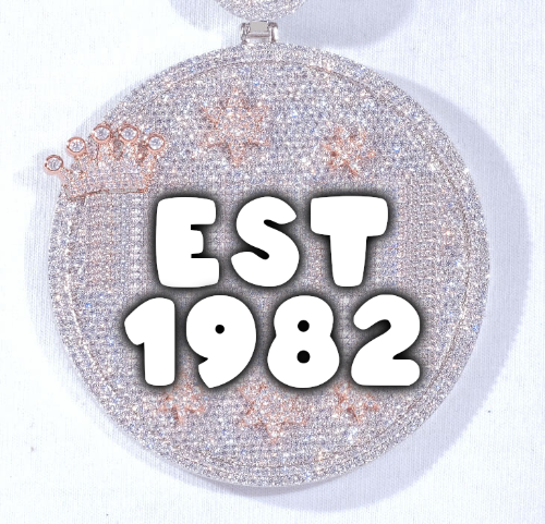 CUSTOM LETTER NECKLACE 3D BIG CROWN DISC