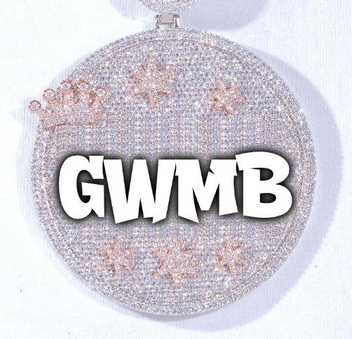 CUSTOM LETTER NECKLACE 3D BIG CROWN DISC