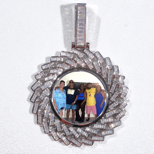 Large 3D Baguette Custom Picture Pendant