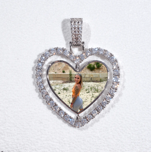 3D Spinning 2-Faced Heart Custom Picture Pendant