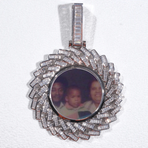 Large 3D Baguette Custom Picture Pendant