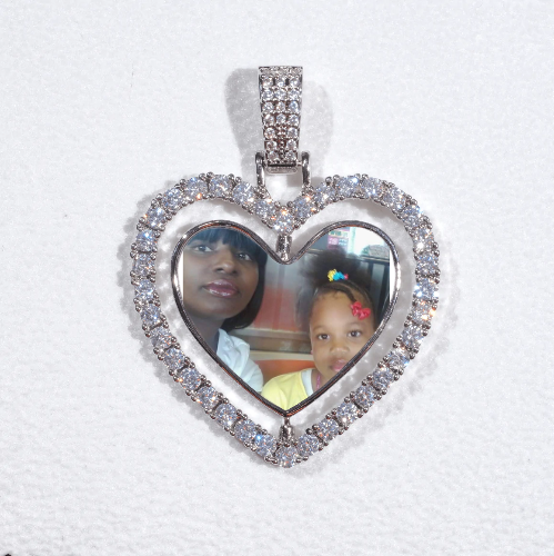 3D Spinning 2-Faced Heart Custom Picture Pendant