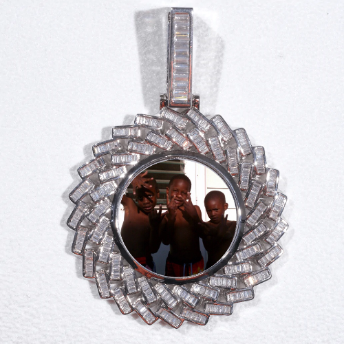 Large 3D Baguette Custom Picture Pendant