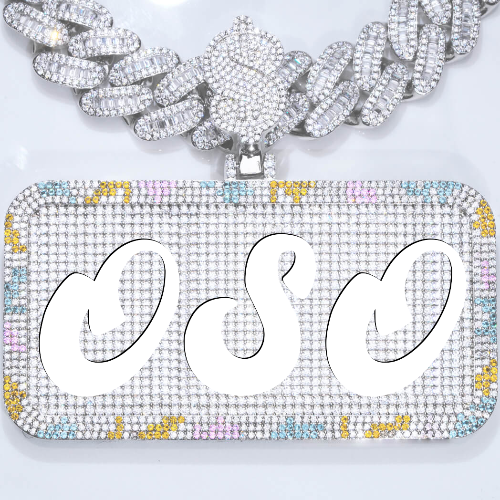 CUSTOM LETTER NECKLACE 3D COLORFUL SQUARE