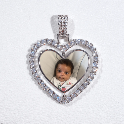 3D Spinning 2-Faced Heart Custom Picture Pendant