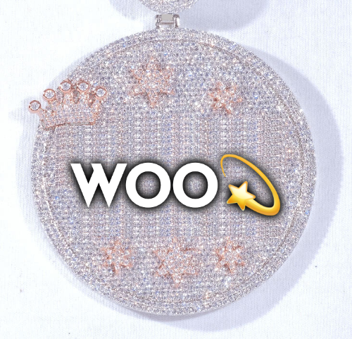 CUSTOM LETTER NECKLACE 3D BIG CROWN DISC