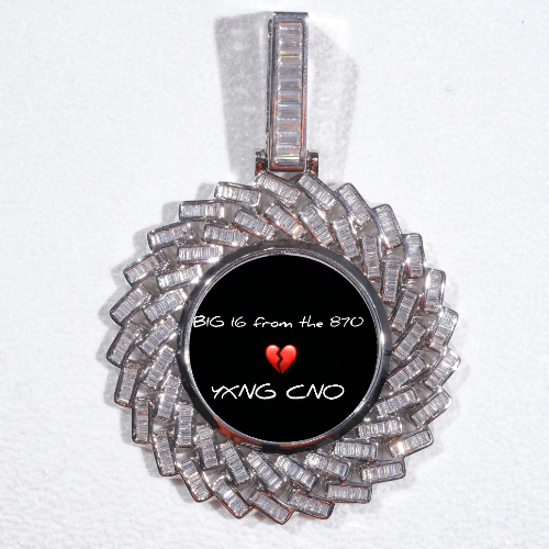 Large 3D Baguette Custom Picture Pendant