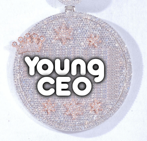 CUSTOM LETTER NECKLACE 3D BIG CROWN DISC