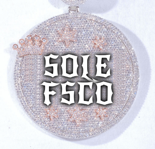 CUSTOM LETTER NECKLACE 3D BIG CROWN DISC
