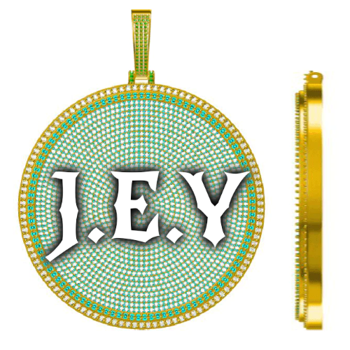 CUSTOM LETTER NECKLACE 3D BIG DISC