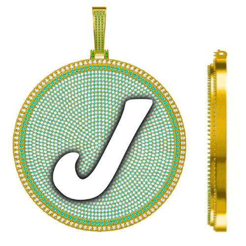 CUSTOM LETTER NECKLACE 3D BIG DISC