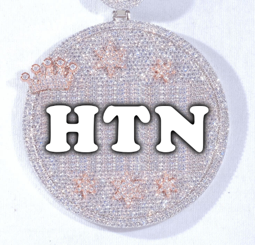 CUSTOM LETTER NECKLACE 3D BIG CROWN DISC