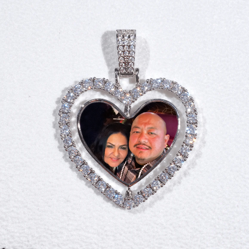 3D Spinning 2-Faced Heart Custom Picture Pendant