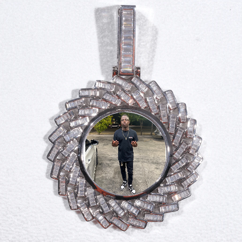Large 3D Baguette Custom Picture Pendant