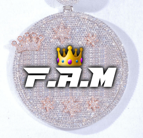 CUSTOM LETTER NECKLACE 3D BIG CROWN DISC