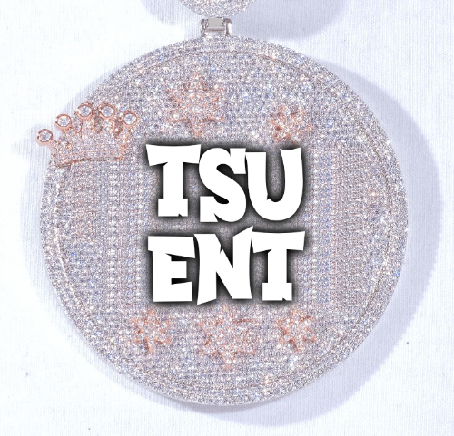 CUSTOM LETTER NECKLACE 3D BIG CROWN DISC