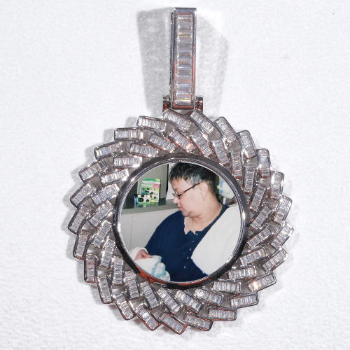 Large 3D Baguette Custom Picture Pendant