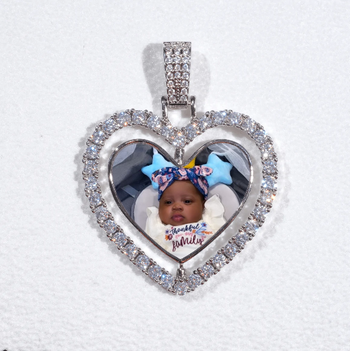 3D Spinning 2-Faced Heart Custom Picture Pendant