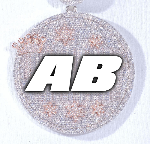 CUSTOM LETTER NECKLACE 3D BIG CROWN DISC