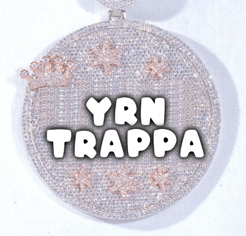 CUSTOM LETTER NECKLACE 3D BIG CROWN DISC