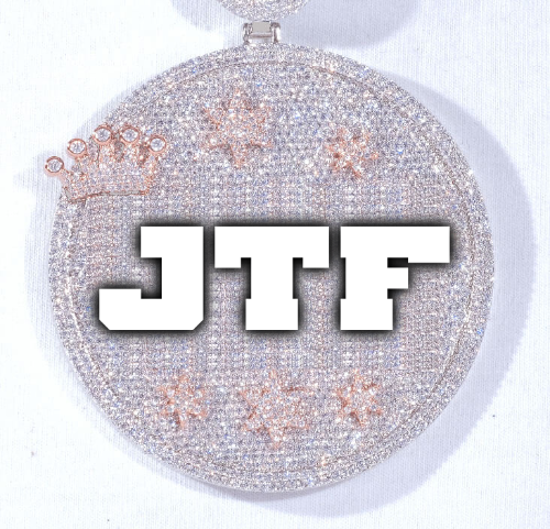 CUSTOM LETTER NECKLACE 3D BIG CROWN DISC