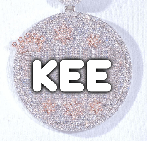 CUSTOM LETTER NECKLACE 3D BIG CROWN DISC