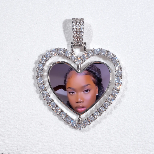 3D Spinning 2-Faced Heart Custom Picture Pendant