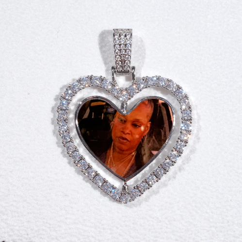 3D Spinning 2-Faced Heart Custom Picture Pendant