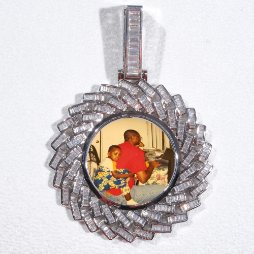Large 3D Baguette Custom Picture Pendant