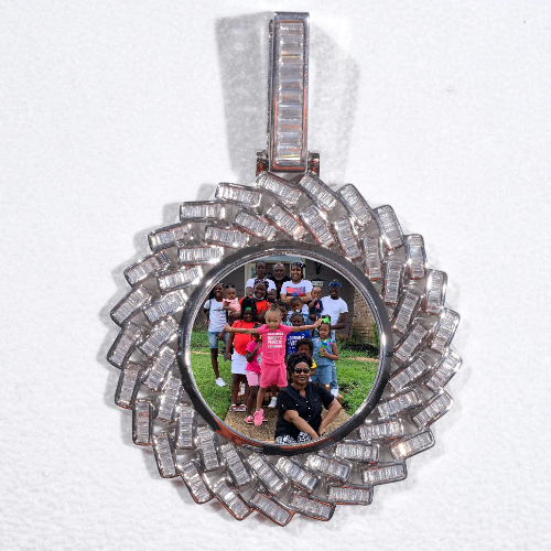 Large 3D Baguette Custom Picture Pendant