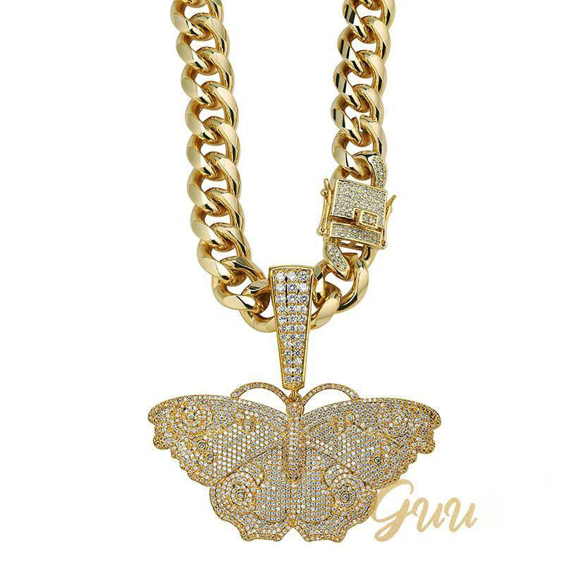 18K Gold-Plated Micro Inlay  AAA CZ Butterfly Pendant - The GUU Shop